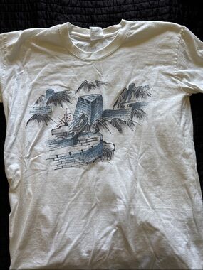 Men’s White Graphic Tee with Great Wall Illustration